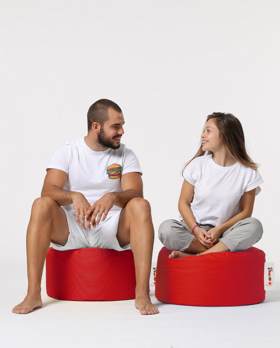 Atelier Del Sofa Round Pouf - Rojo